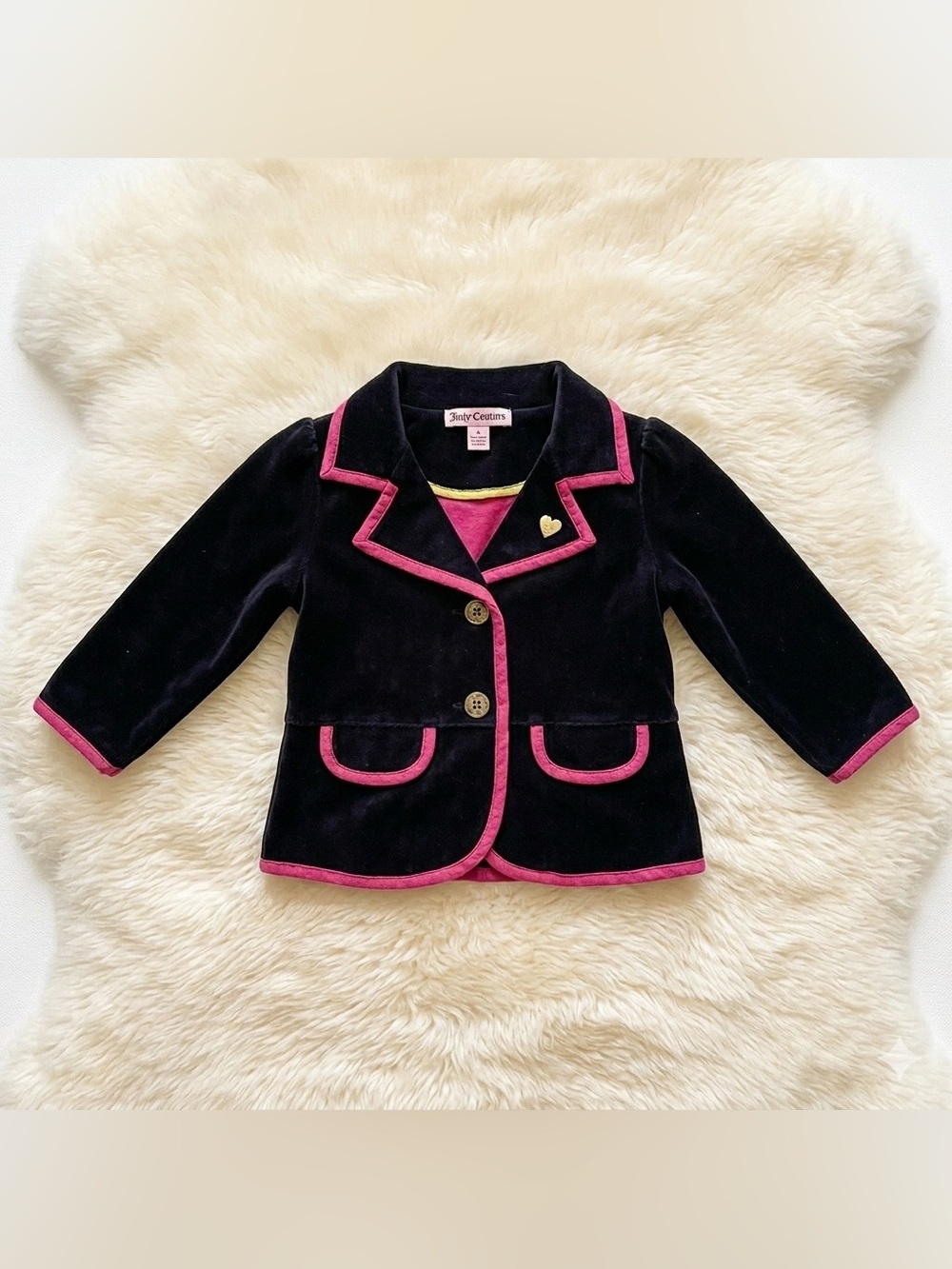 Juicy Couture Baby Girl Navy Velour Blazer Jacket 12/18M